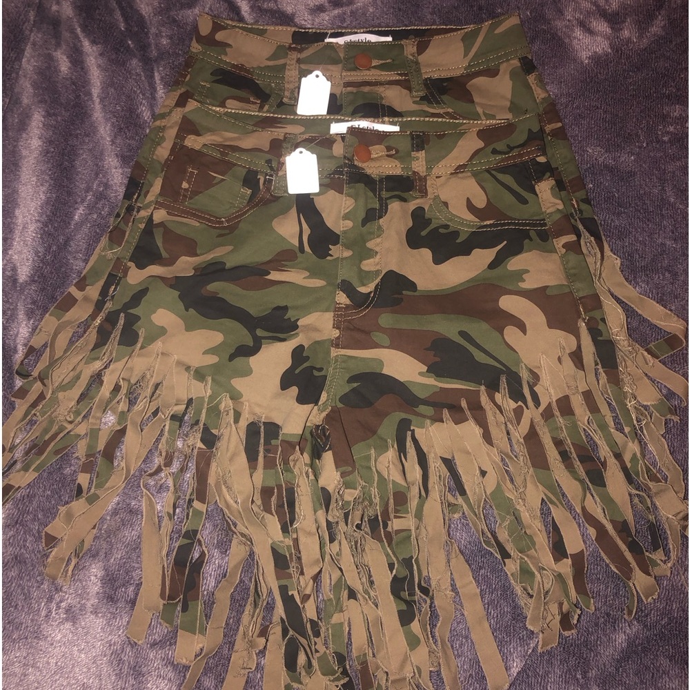 Camouflage Cut Up Shorts 2 Smalls